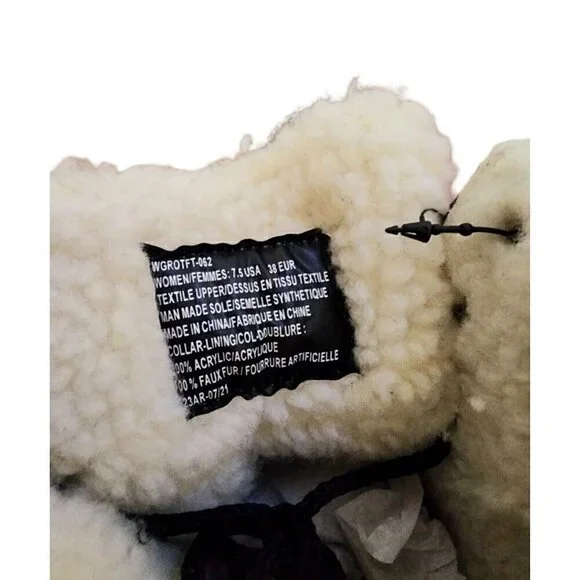 Lugz Grotto II Womens Black Cream Fleece Suede Lace-Up Combat Boots Sizes 7.5 - Picture 11 of 12